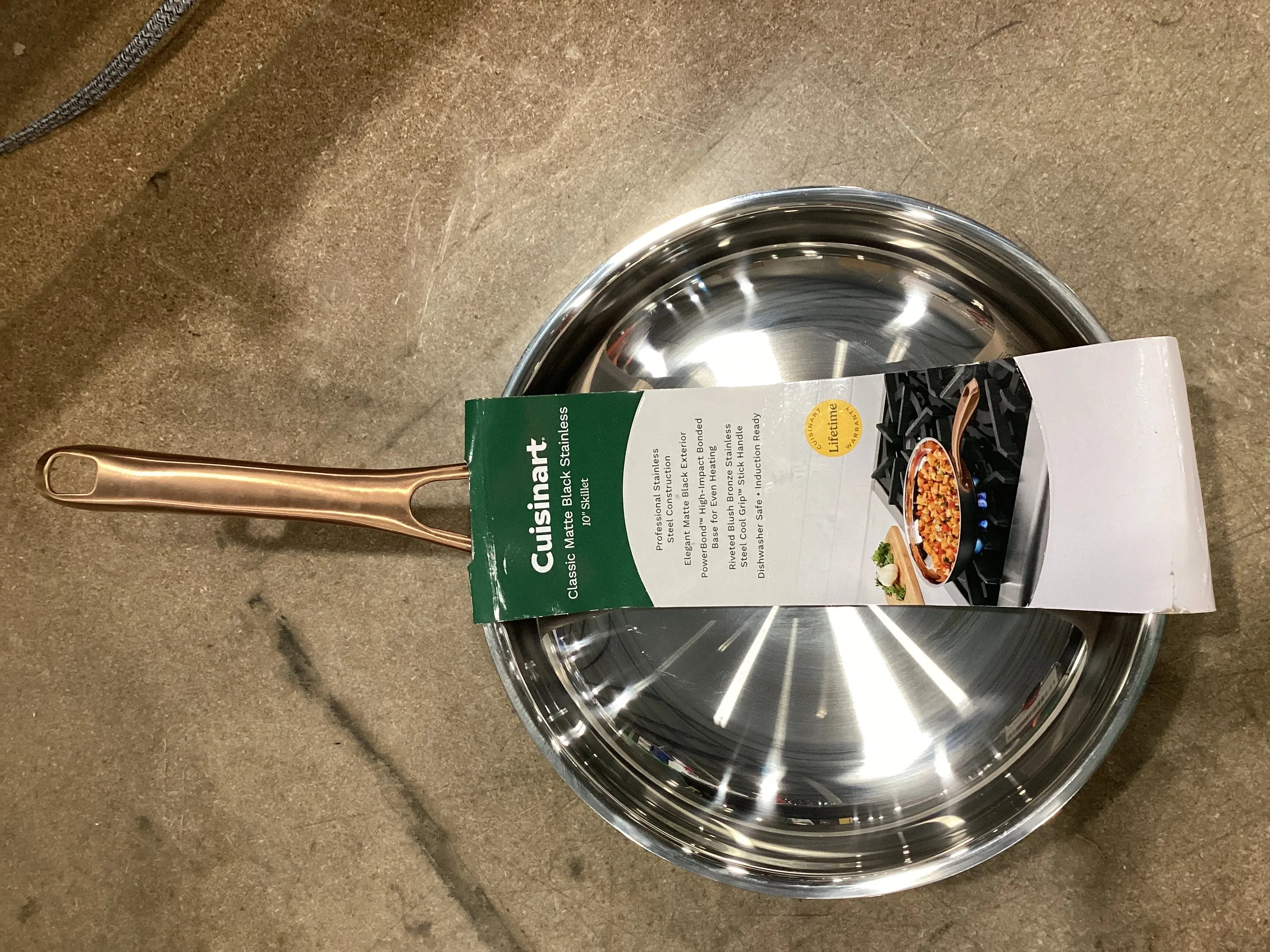 10" Skillet Matte Black Stainless with Blush Bronze: Stainless Steel Pan, Even-Heating, Dishwasher-Safe (See Description)