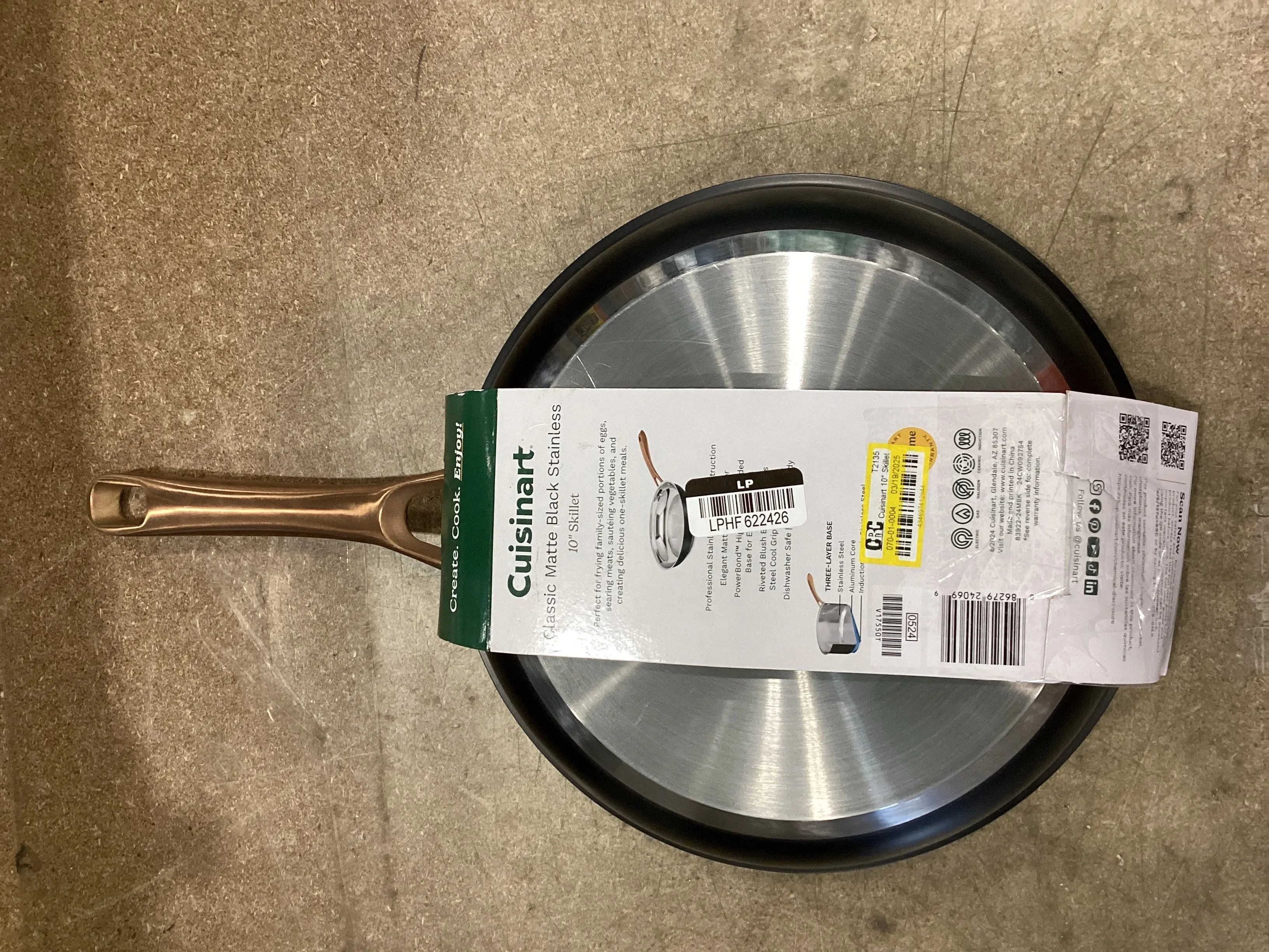 10" Skillet Matte Black Stainless with Blush Bronze: Stainless Steel Pan, Even-Heating, Dishwasher-Safe (See Description)
