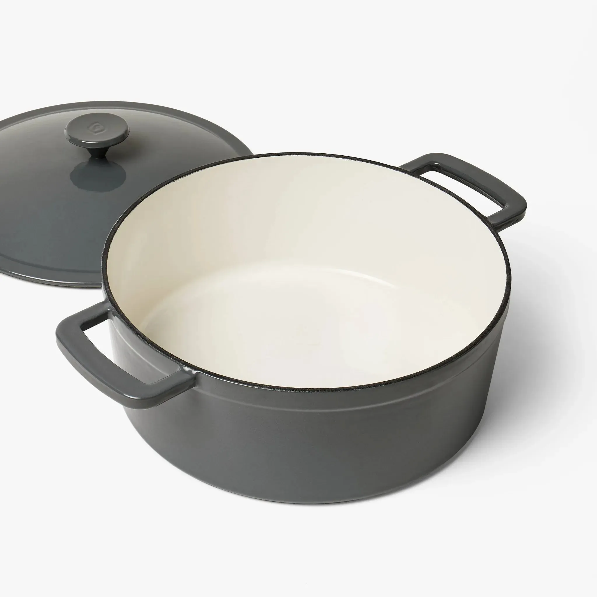 5.5qt Enamel Dutch Oven Stock Pot Gray Eclipse - ™: Cast Iron Lid, Even-Heating, Induction Compatible