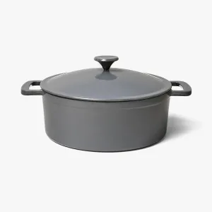 5.5qt Enamel Dutch Oven Stock Pot Gray Eclipse - ™: Cast Iron Lid, Even-Heating, Induction Compatible