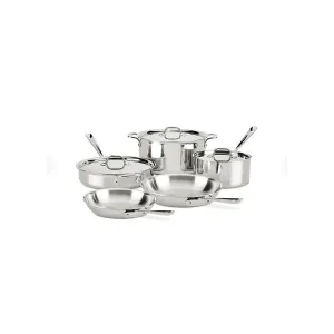 All-Clad D3 Stainless 3-Ply Bonded 8-Piece Cookware Set, Stainless Steel