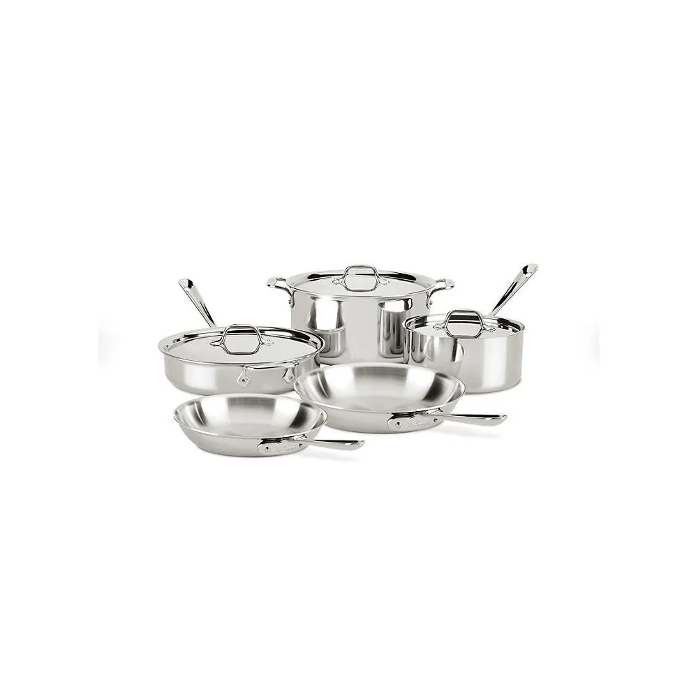 All-Clad D3 Stainless 3-Ply Bonded 8-Piece Cookware Set, Stainless Steel