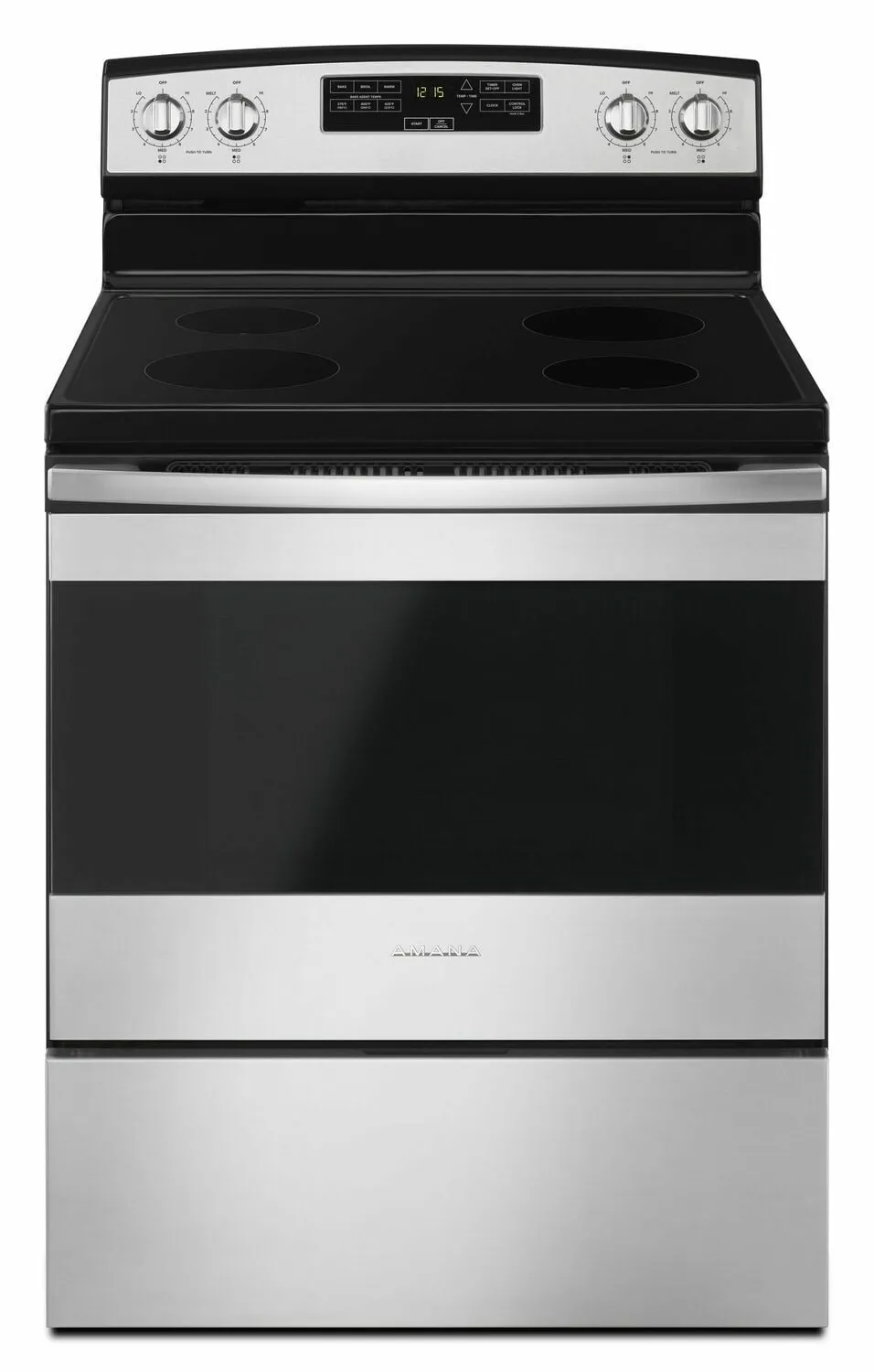 Amana AER6303MFS 30-Inch Electric Range With Extra-Large Oven Window - Black-On-Stainless