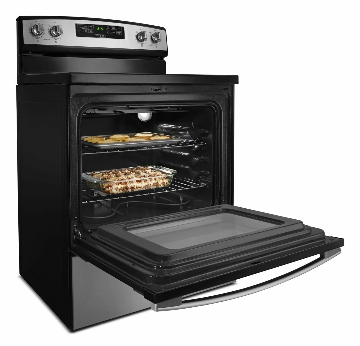 Amana AER6303MFS 30-Inch Electric Range With Extra-Large Oven Window - Black-On-Stainless