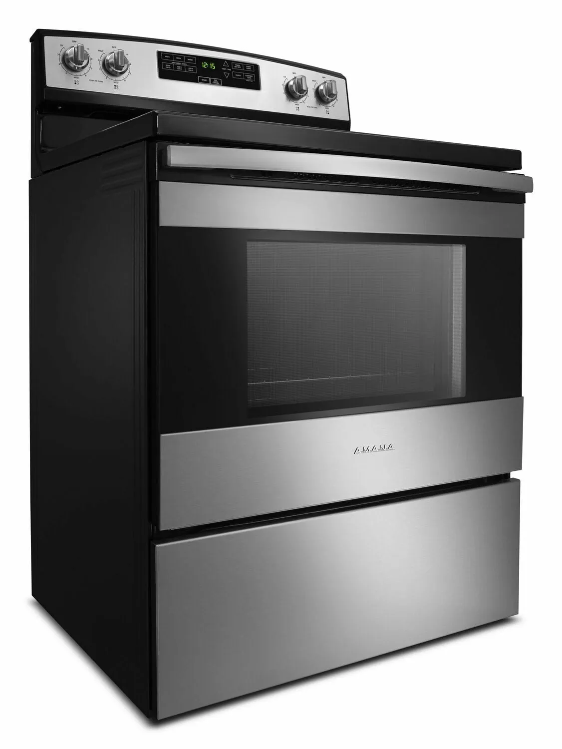 Amana AER6303MFS 30-Inch Electric Range With Extra-Large Oven Window - Black-On-Stainless