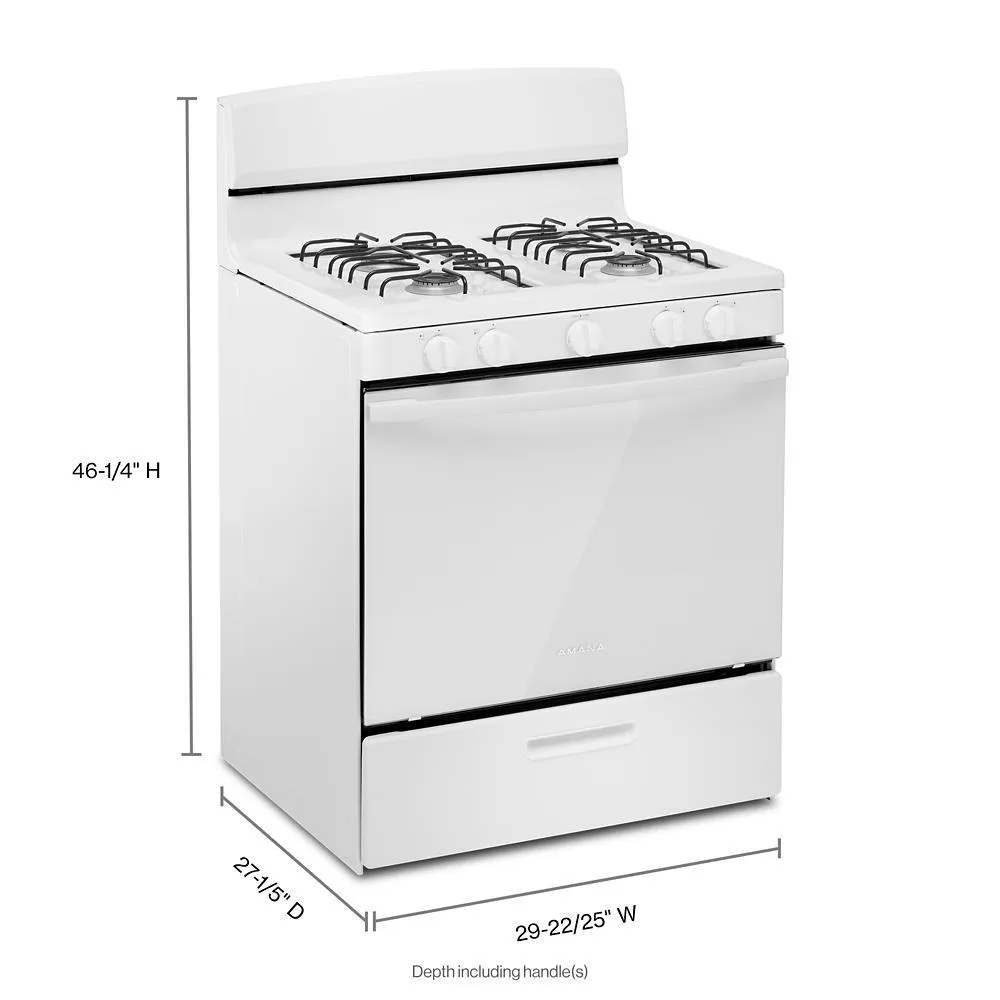 Amana AGR4203MNW Amana® 30-Inch Gas Range With Easy-Clean Glass Door