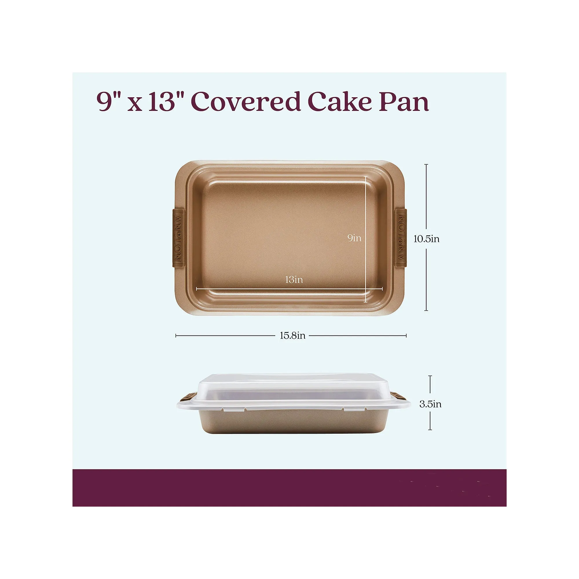 Anolon Advanced Bronze 9"X13 Rectangular Covered Non-Stick Cake Pan - BRONZE ONE SIZE
