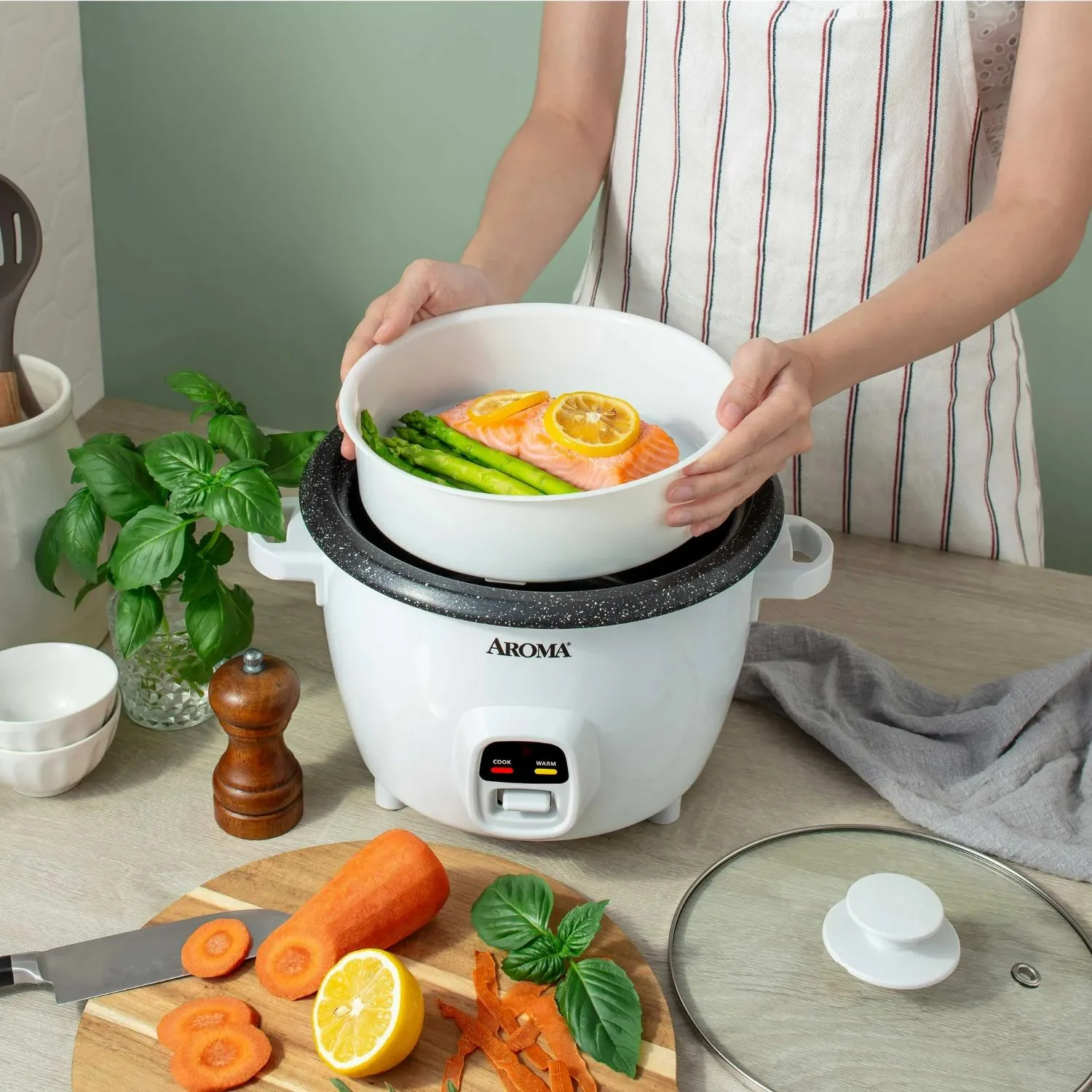 Aroma ARC-860NGP Rice Cooker 20-Cup Electric Rice Cooker White