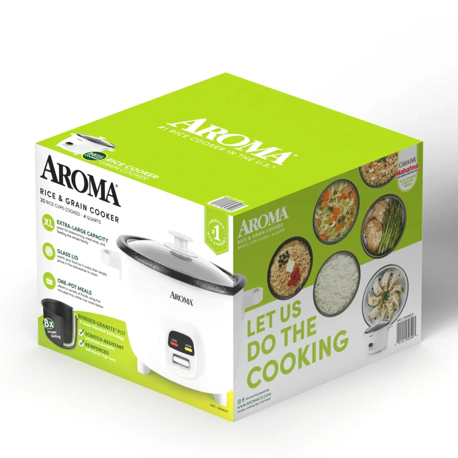 Aroma ARC-860NGP Rice Cooker 20-Cup Electric Rice Cooker White