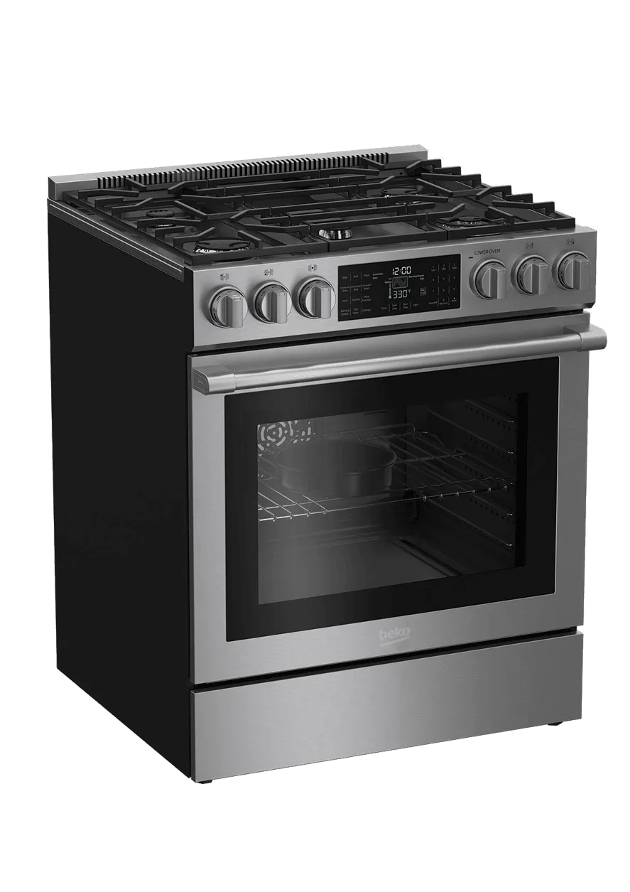 Beko SLDF30540SS 30" Stainless Steel Slide-In Dual Fuel Range
