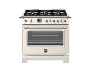 Bertazzoni HER366BCFGMAVT 36 Inch All Gas Range, 6 Brass Burners And Cast Iron Griddle Avorio