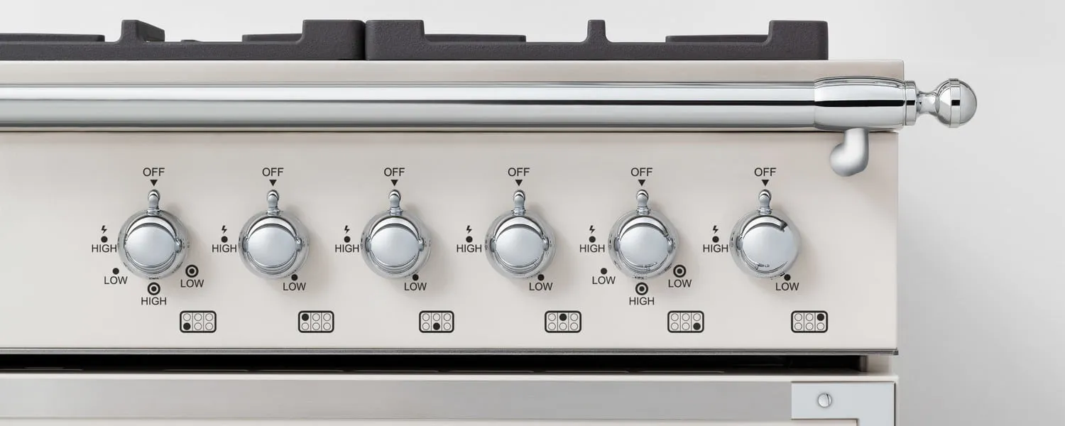 Bertazzoni HERT366GASAVT 36 Inch All Gas Range, 6 Brass Burners Avorio