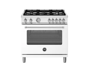 Bertazzoni MAS365DFMBIV 36 Inch Dual Fuel Range, 5 Burner, Electric Oven Bianco Matt