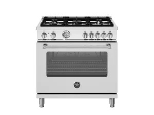 Bertazzoni MAS365DFMXV 36 Inch Dual Fuel Range, 5 Burner, Electric Oven Stainless Steel