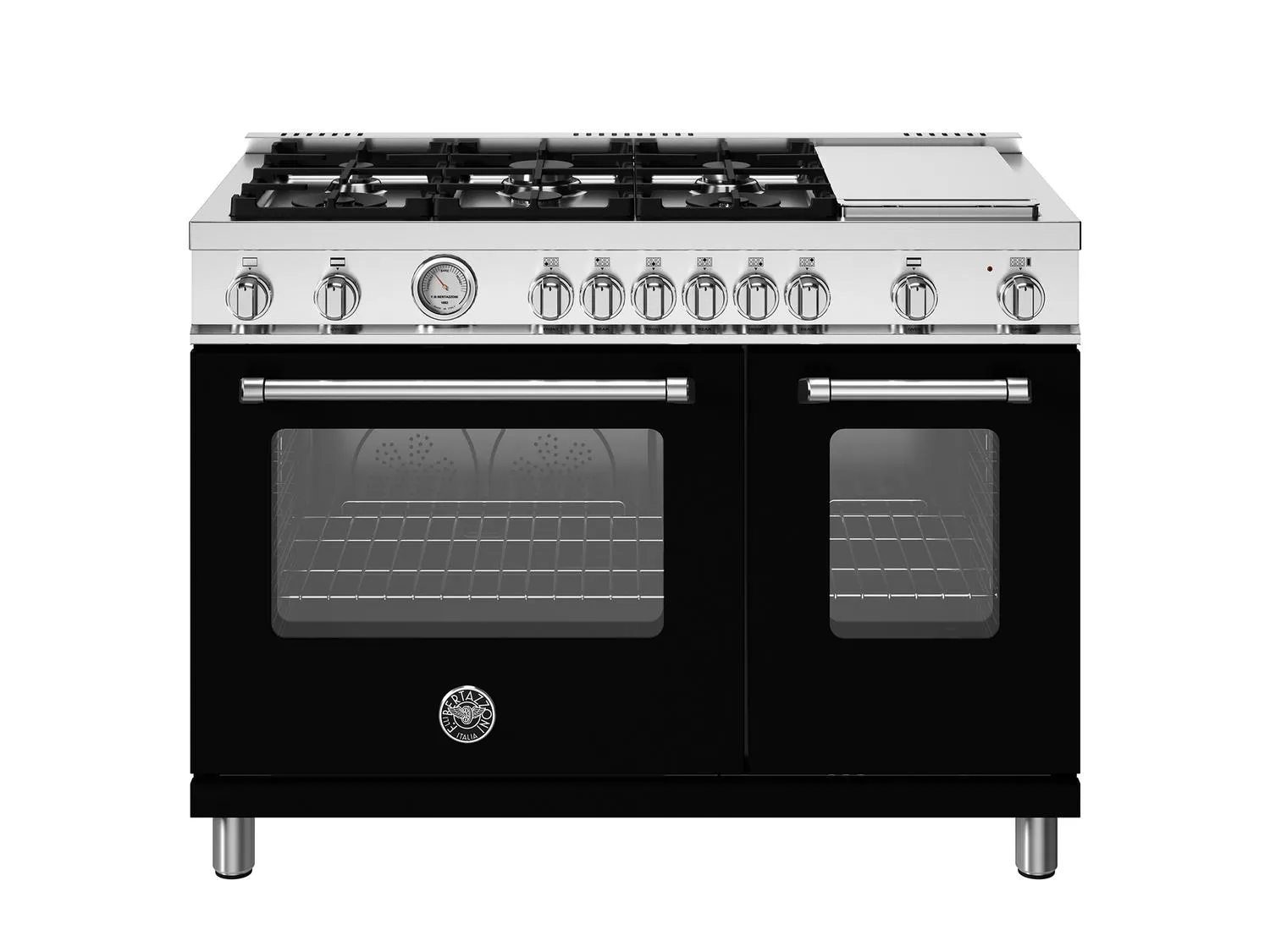 Bertazzoni MAS486GGASNEV 48 Inch All Gas Range, 6 Burner And Griddle Nero Matt