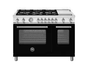 Bertazzoni MAS486GGASNEV 48 Inch All Gas Range, 6 Burner And Griddle Nero Matt