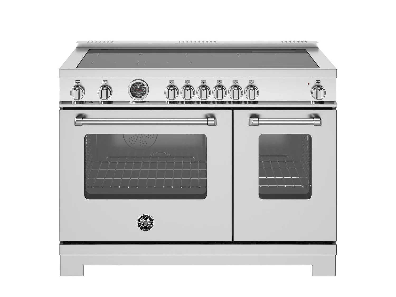 Bertazzoni MAS486IGFEPXT 48 Inch Induction Range, 6 Heating Zones And Cast Iron Griddle, Electric Self-Clean Oven Stainless Steel