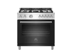 Bertazzoni MAST365GASNEE 36 Inch All Gas Range, 5 Burners Nero Matt