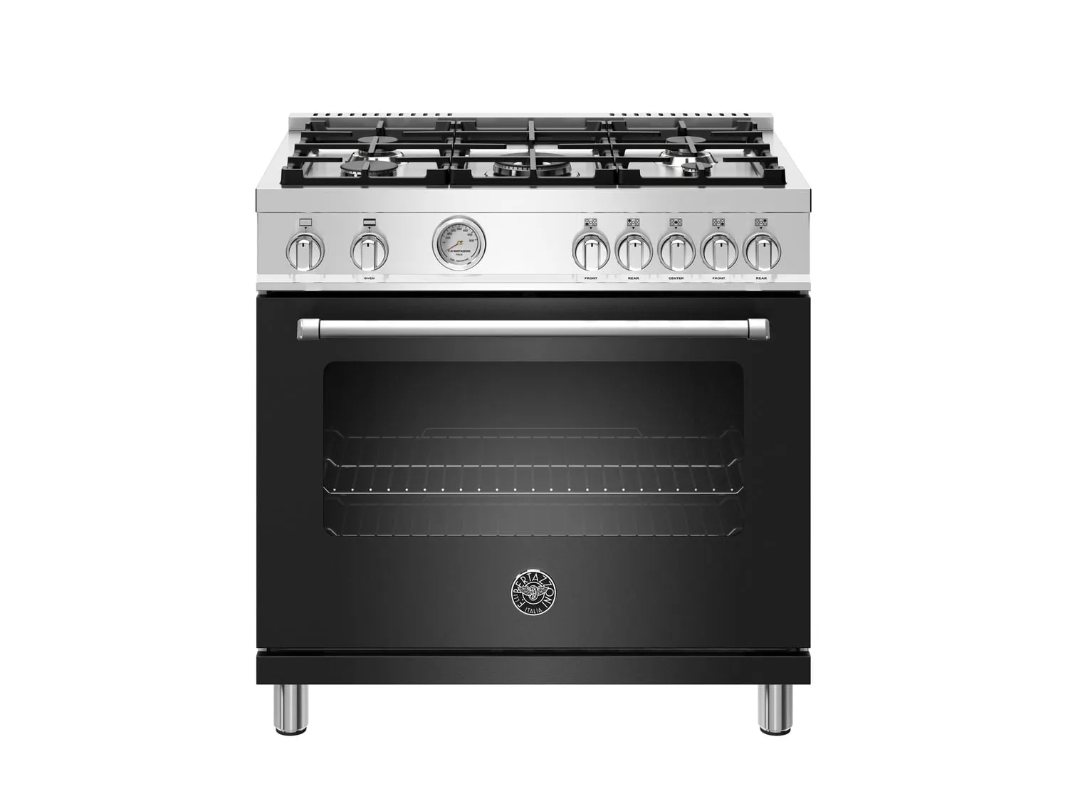 Bertazzoni MAST365GASNEE 36 Inch All Gas Range, 5 Burners Nero Matt