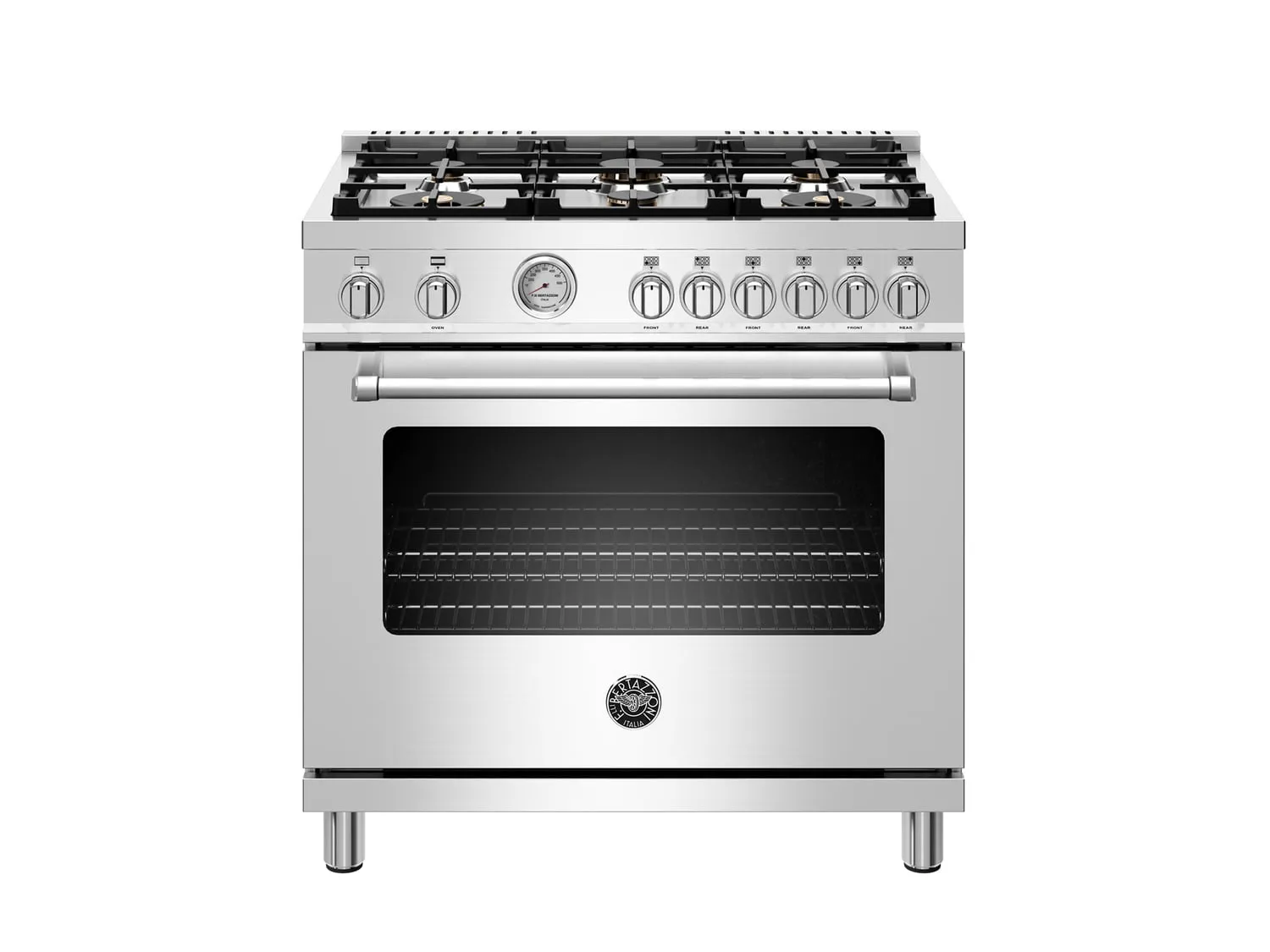 Bertazzoni MAST366GASXT 36 Inch All Gas Range, 6 Brass Burners Stainless Steel