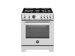 Bertazzoni PRO304BFEPXT 30 Inch Dual Fuel Range, 4 Brass Burners, Electric Self-Clean Oven Stainless Steel
