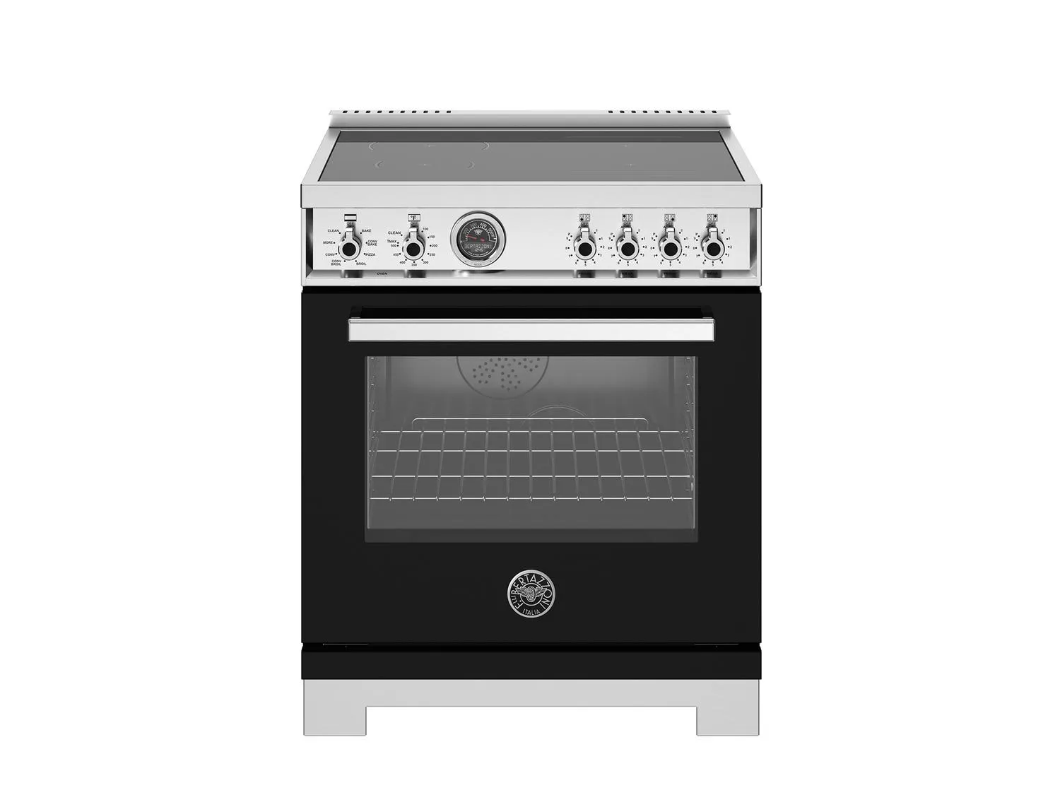 Bertazzoni PRO304IFEPNET 30 Inch Induction Range, 4 Heating Zones, Electric Self-Clean Oven Nero