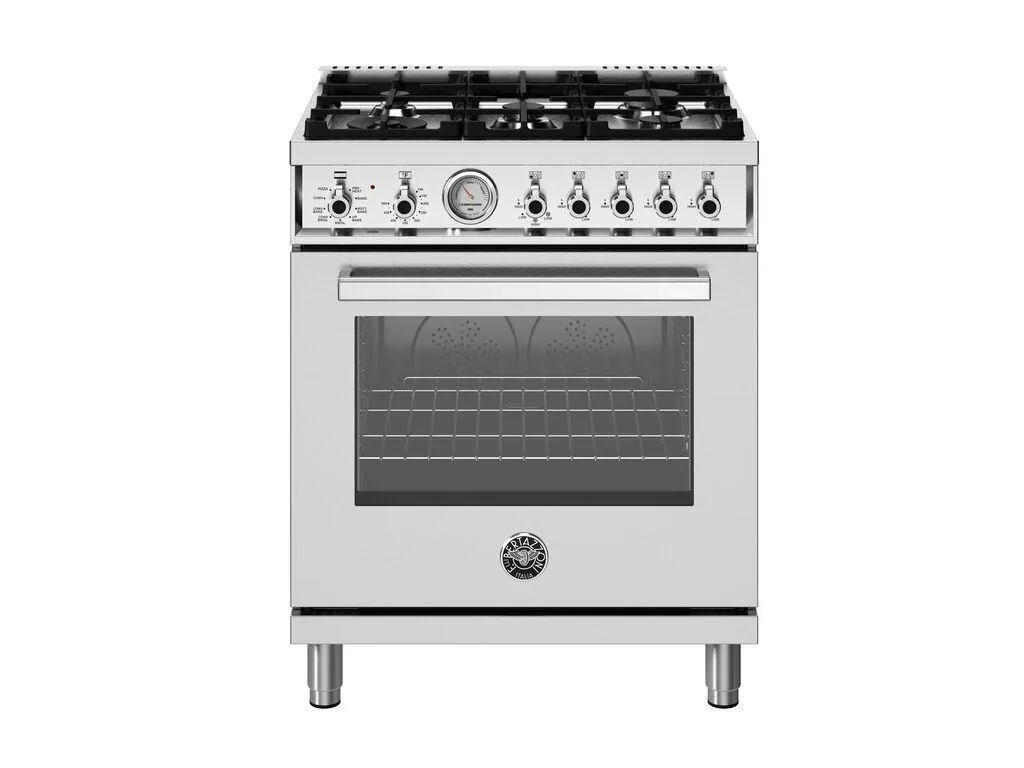 Bertazzoni PRO305DFMXV 30 Inch Dual Fuel Range, 5 Burners, Electric Oven Stainless Steel
