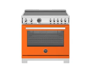 Bertazzoni PRO365ICFEPART 36 Inch Induction Range, 5 Heating Zones And Cast Iron Griddle, Electric Self-Clean Oven Arancio