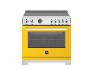Bertazzoni PRO365ICFEPGIT 36 Inch Induction Range, 5 Heating Zones And Cast Iron Griddle, Electric Self-Clean Oven Giallo