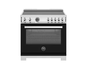 Bertazzoni PRO365ICFEPNET 36 Inch Induction Range, 5 Heating Zones And Cast Iron Griddle, Electric Self-Clean Oven Nero