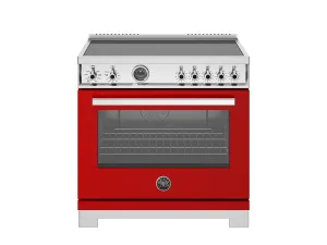 Bertazzoni PRO365ICFEPROT 36 Inch Induction Range, 5 Heating Zones And Cast Iron Griddle, Electric Self-Clean Oven Rosso