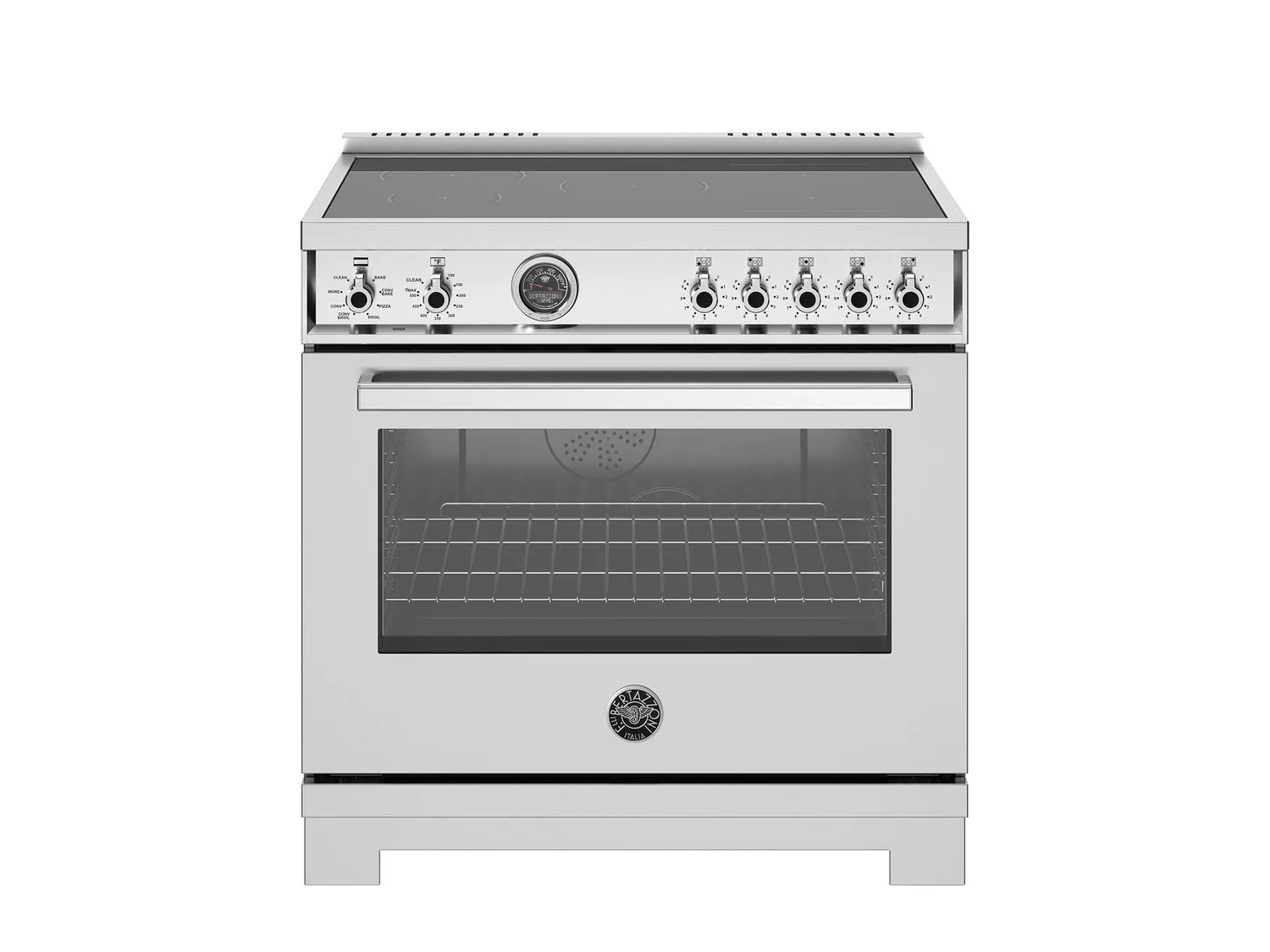 Bertazzoni PRO365ICFEPXT 36 Inch Induction Range, 5 Heating Zones And Cast Iron Griddle, Electric Self-Clean Oven Stainless Steel