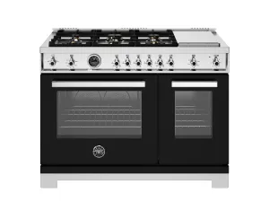 Bertazzoni PRO486BTFGMNET 48 Inch All-Gas Range 6 Brass Burners And Griddle Nero