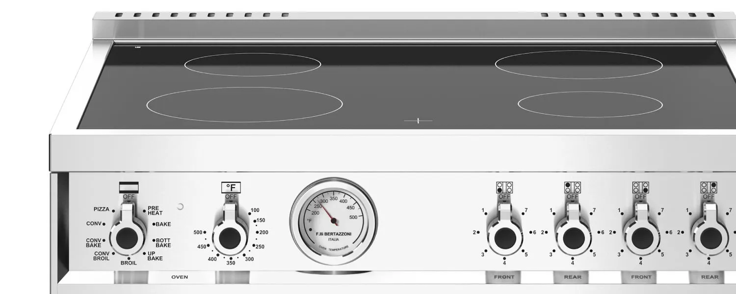 Bertazzoni PROF304CEMXE 30 Inch Electric Range, 4 Heating Zones, Electric Oven Stainless Steel