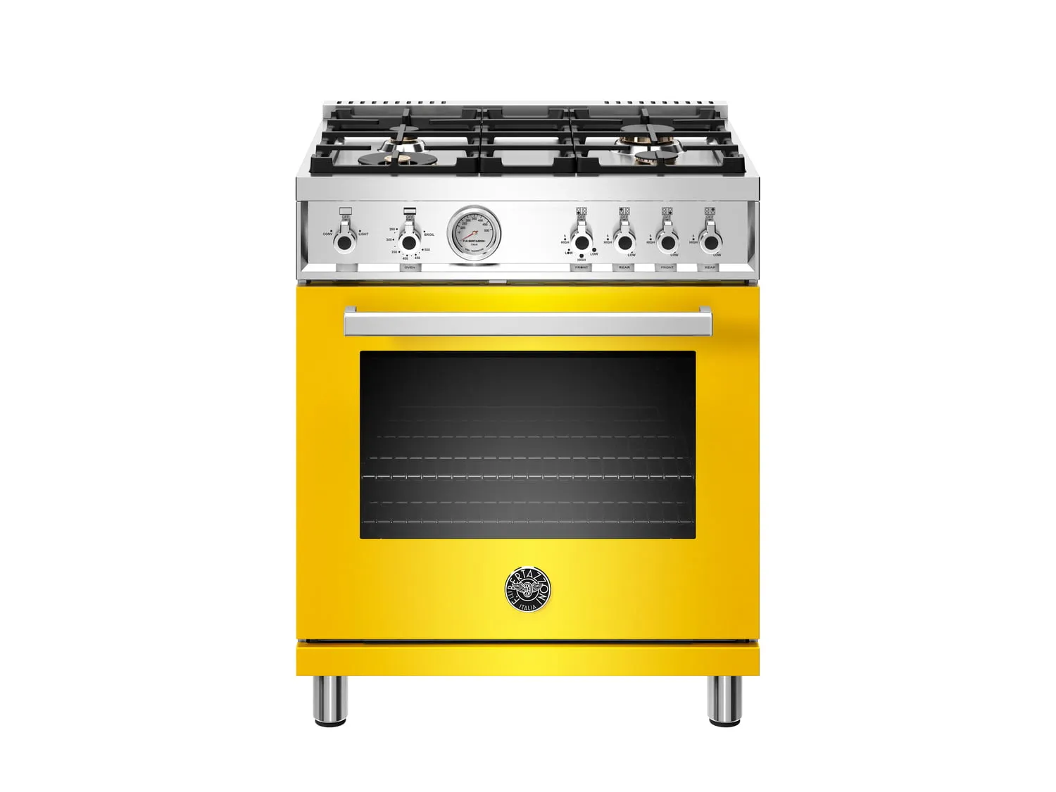 Bertazzoni PROF304GASGIT 30 Inch All Gas Range, 4 Brass Burner Giallo