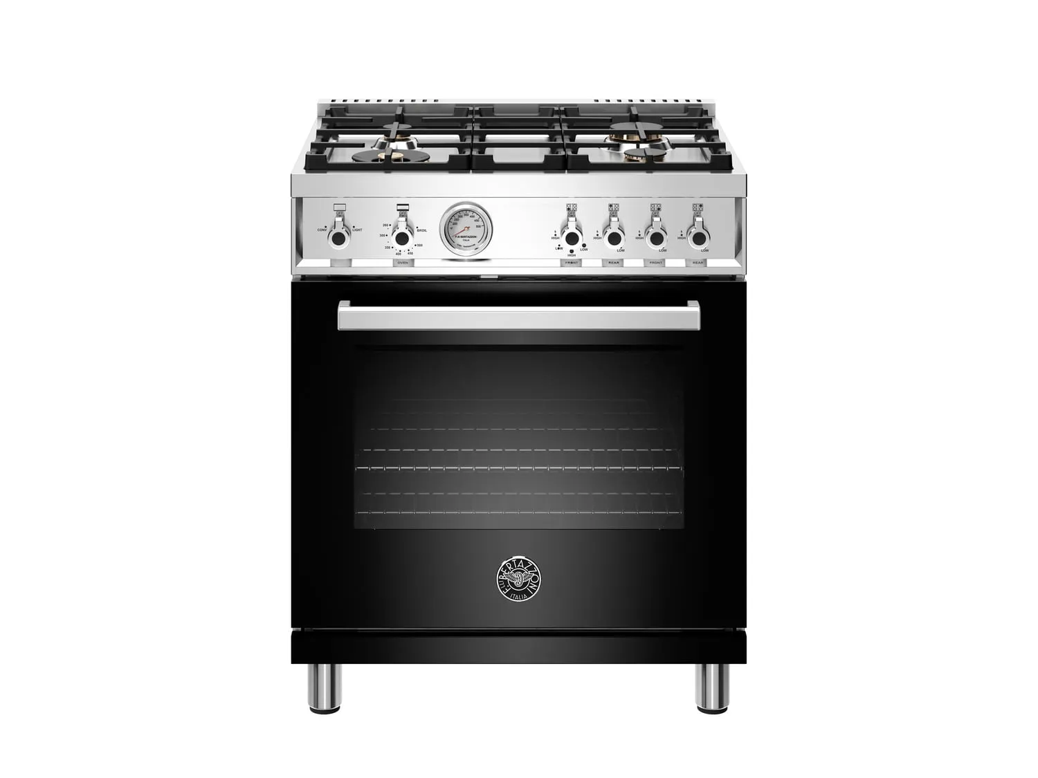 Bertazzoni PROF304GASNET 30 Inch All Gas Range, 4 Brass Burner Nero