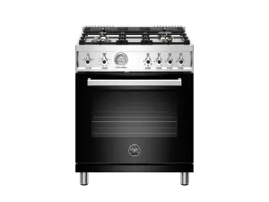 Bertazzoni PROF304GASNET 30 Inch All Gas Range, 4 Brass Burner Nero