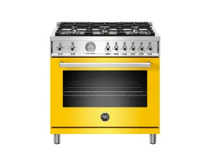 Bertazzoni PROF366GASGIT 36 Inch All Gas Range, 6 Brass Burners Giallo