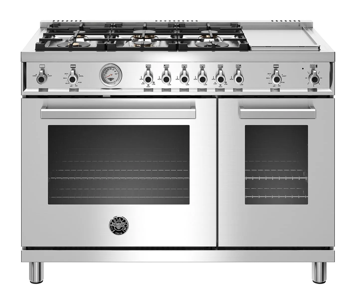 Bertazzoni PROF486GGASXTLP 48" Professional Series Range - Gas Oven - 6 Brass Burners   Griddle - Lp Version
