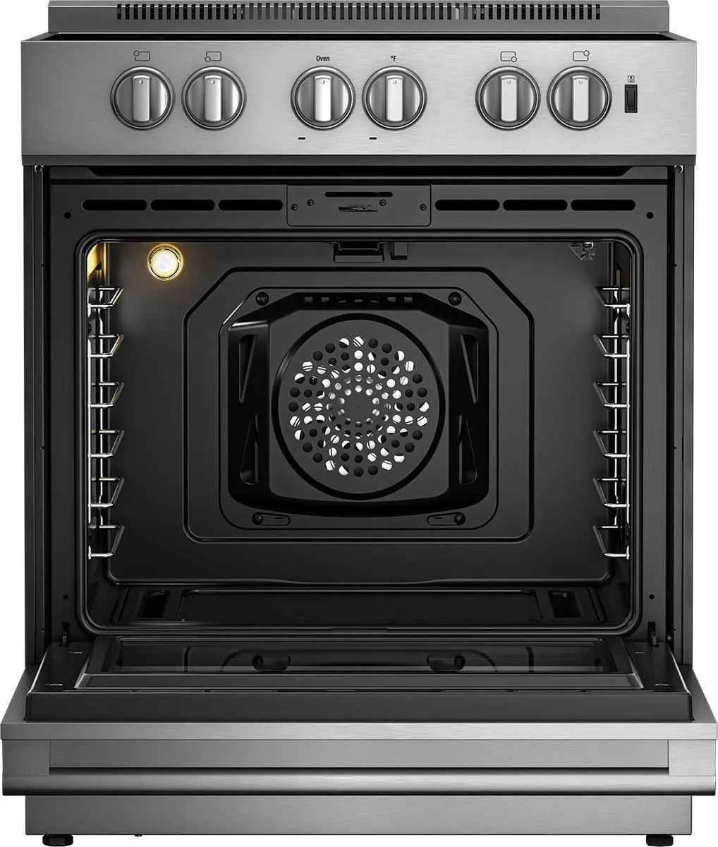 Blomberg Appliances BERU30422SS 30In Electric Stainless Range With 5.7 Cu Ft Self Clean Oven, 4 Burner