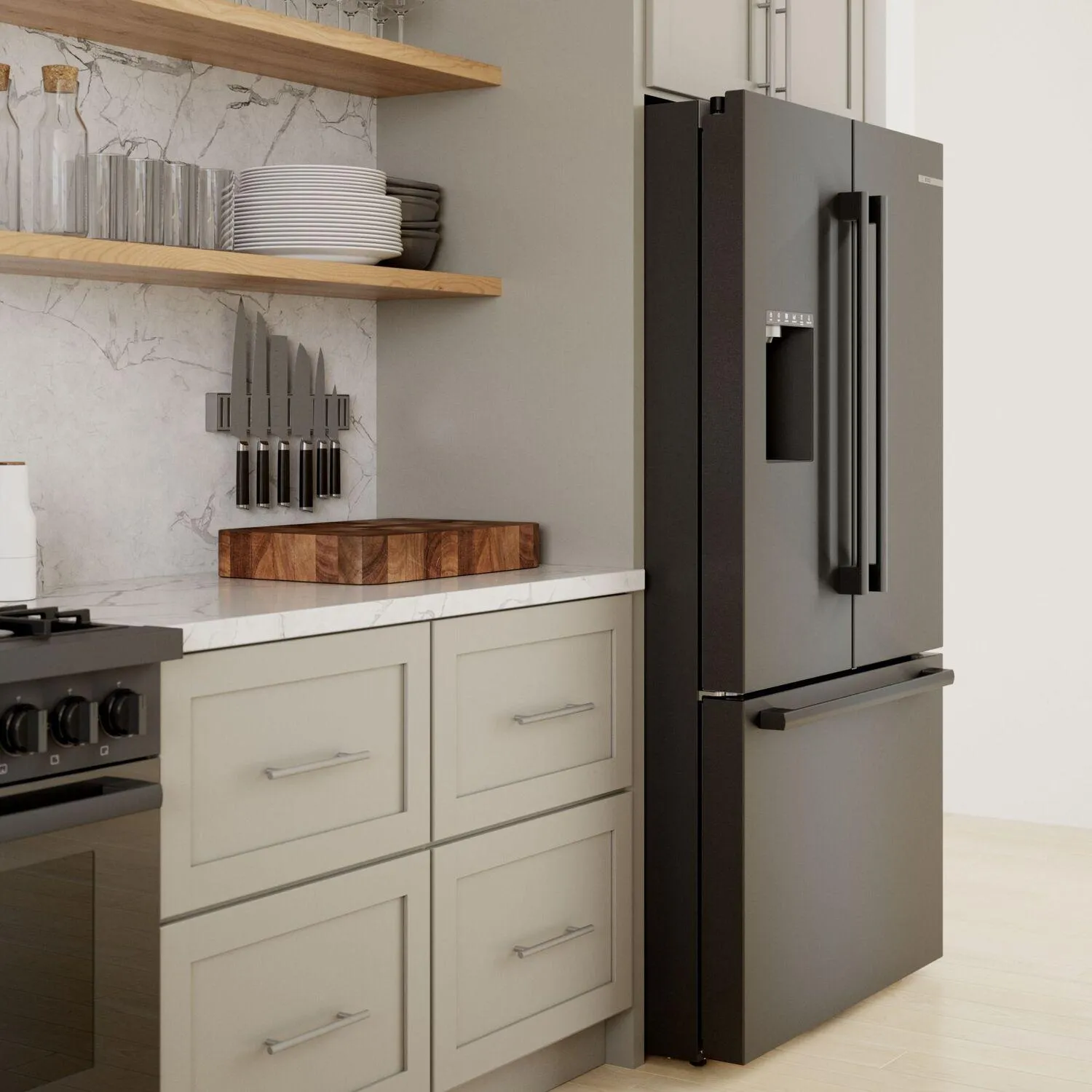 Bosch B36FD50SNB 500 Series French Door Bottom Mount Refrigerator 36'' Easy Clean Stainless Steel B36Fd50Snb