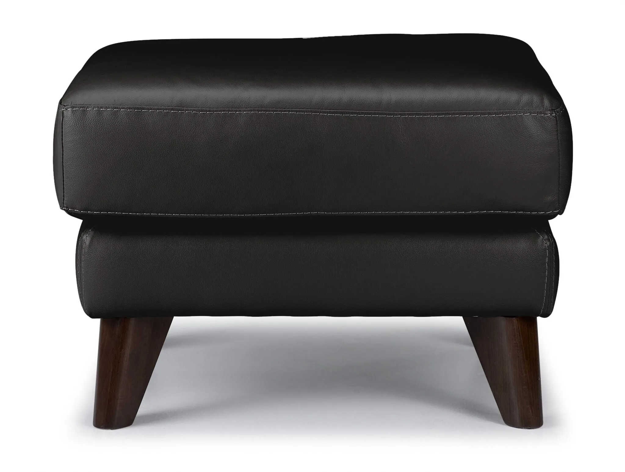 Braylon Leather Ottoman - Classic Black