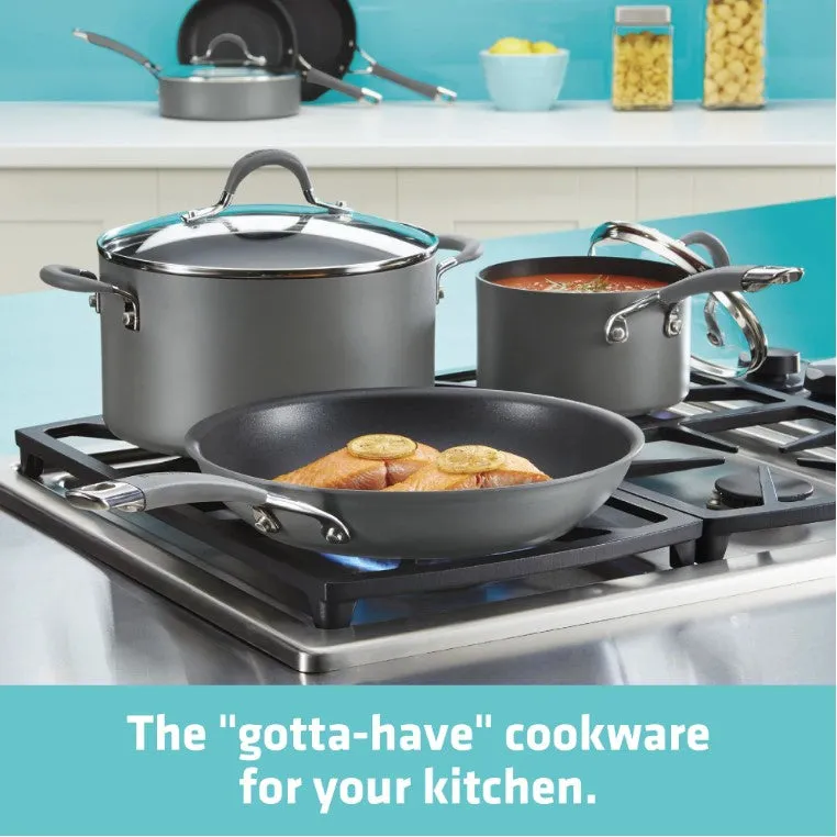 Circulon 83903 10 Piece Radiance Hard-Anodized Nonstick Cookware Pots & Pans Set, Gray