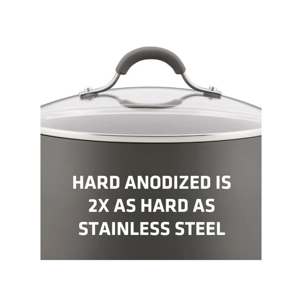 Circulon 83903 10 Piece Radiance Hard-Anodized Nonstick Cookware Pots & Pans Set, Gray