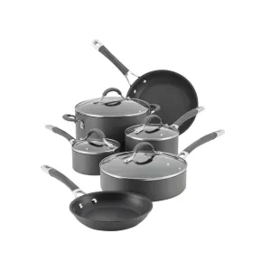 Circulon 83903 10 Piece Radiance Hard-Anodized Nonstick Cookware Pots & Pans Set, Gray