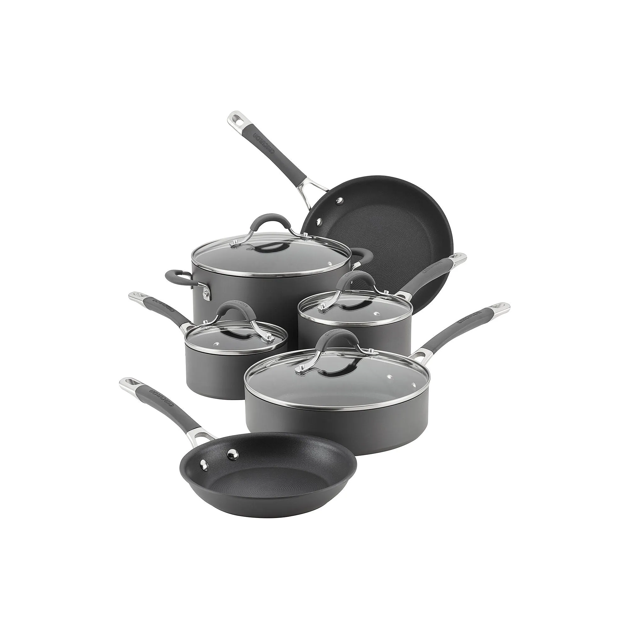 Circulon 83903 10 Piece Radiance Hard-Anodized Nonstick Cookware Pots & Pans Set, Gray