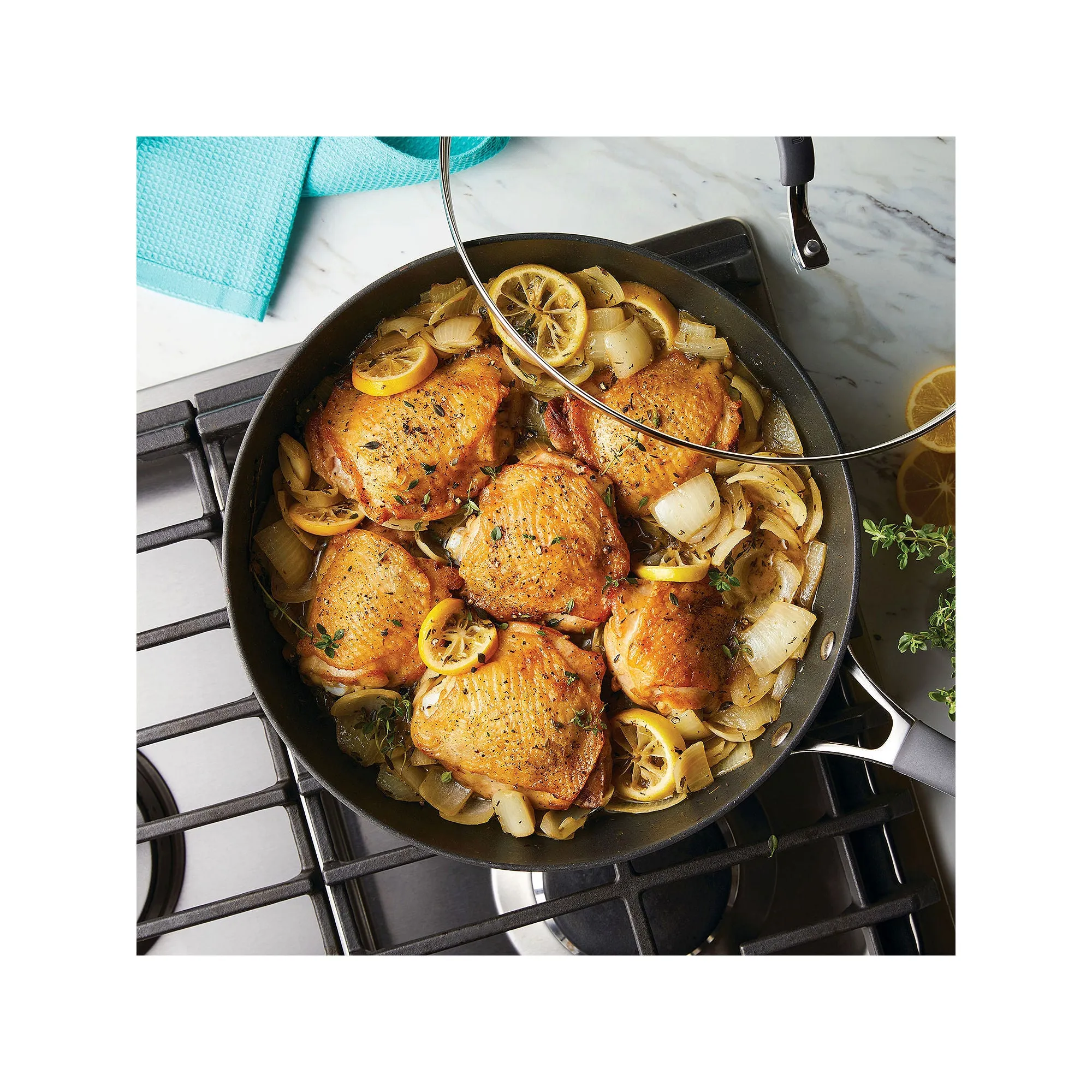 Circulon HardAnodized Nonstick Frying Pan with Lid,12, Gray