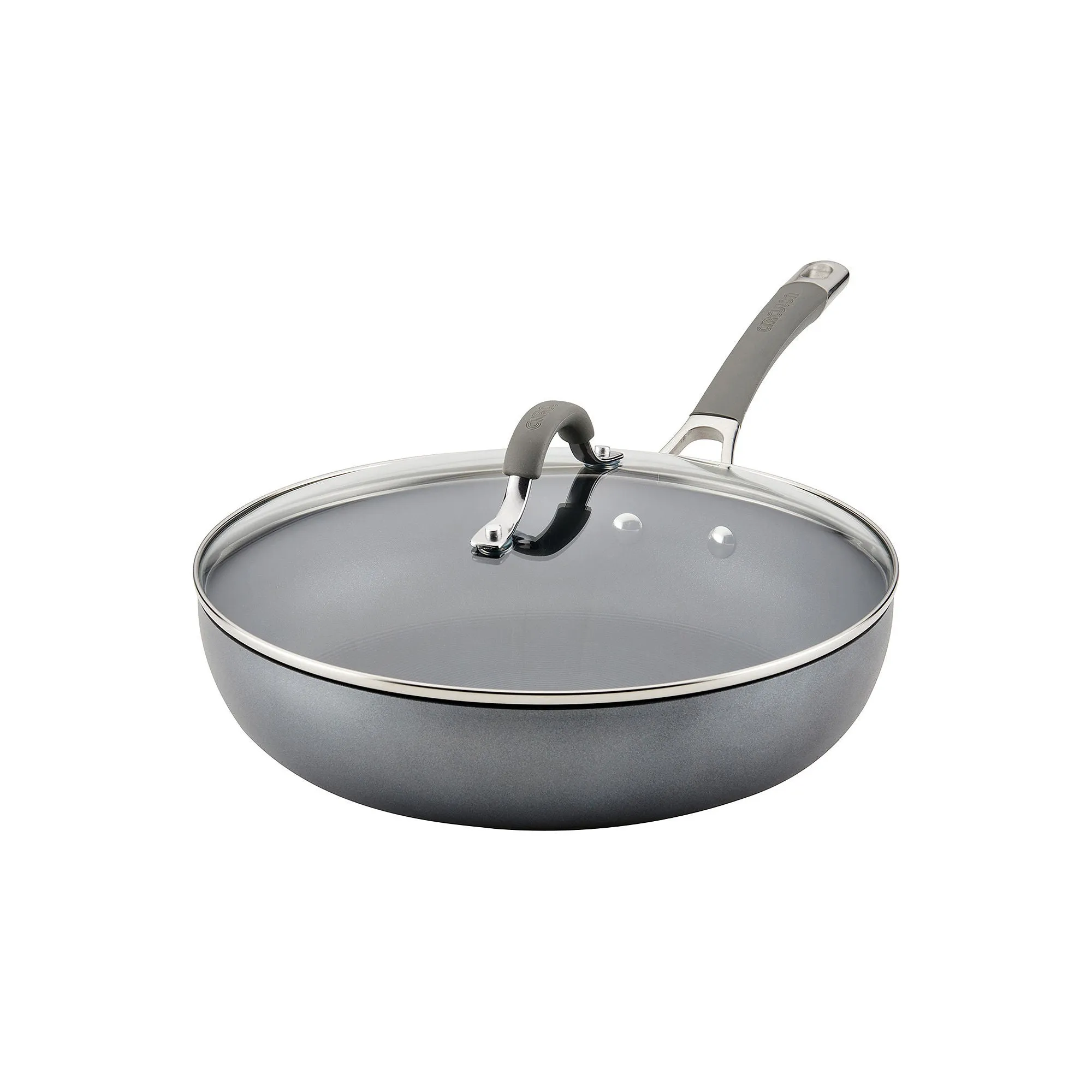 Circulon HardAnodized Nonstick Frying Pan with Lid,12, Gray