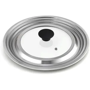 Cook N Home 02670 Stainless Steel with Glass Center Universal Lid, Fits 8, 10.25, 11, and 12-Inch, Silver