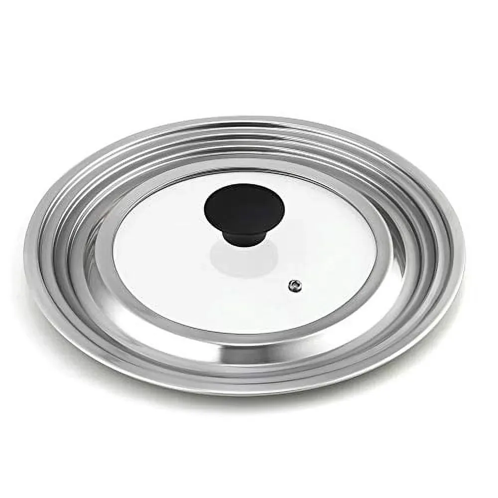 Cook N Home 02670 Stainless Steel with Glass Center Universal Lid, Fits 8, 10.25, 11, and 12-Inch, Silver